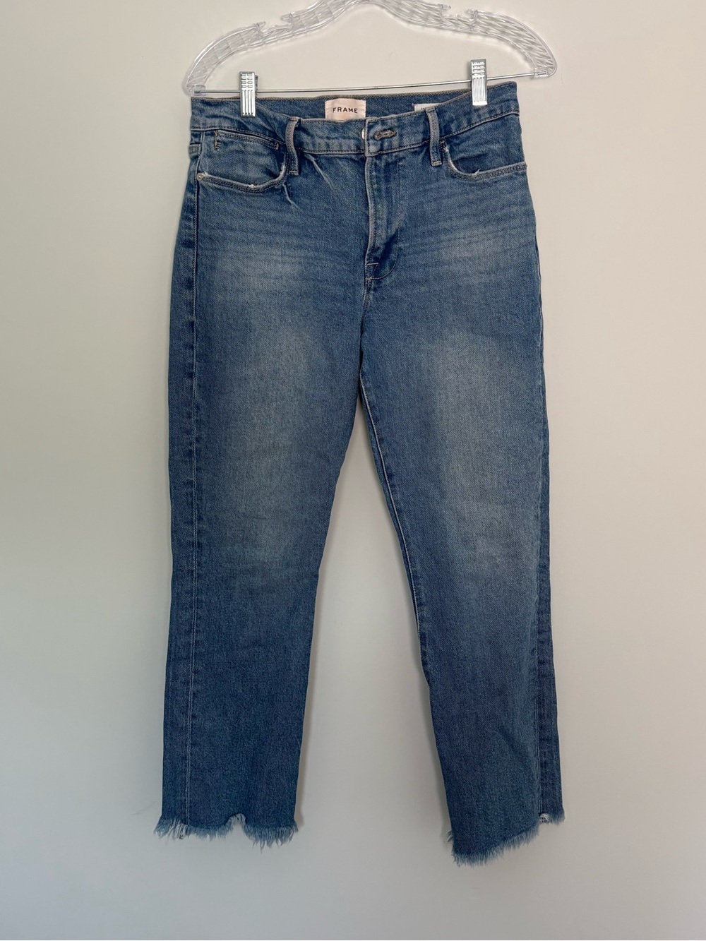 Frame Denim Le High Straight Jeans Raw Hem Size 30